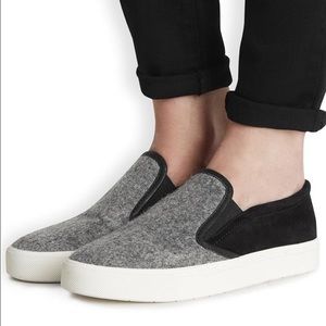 Vince Grey Black Suede Felt Slipons